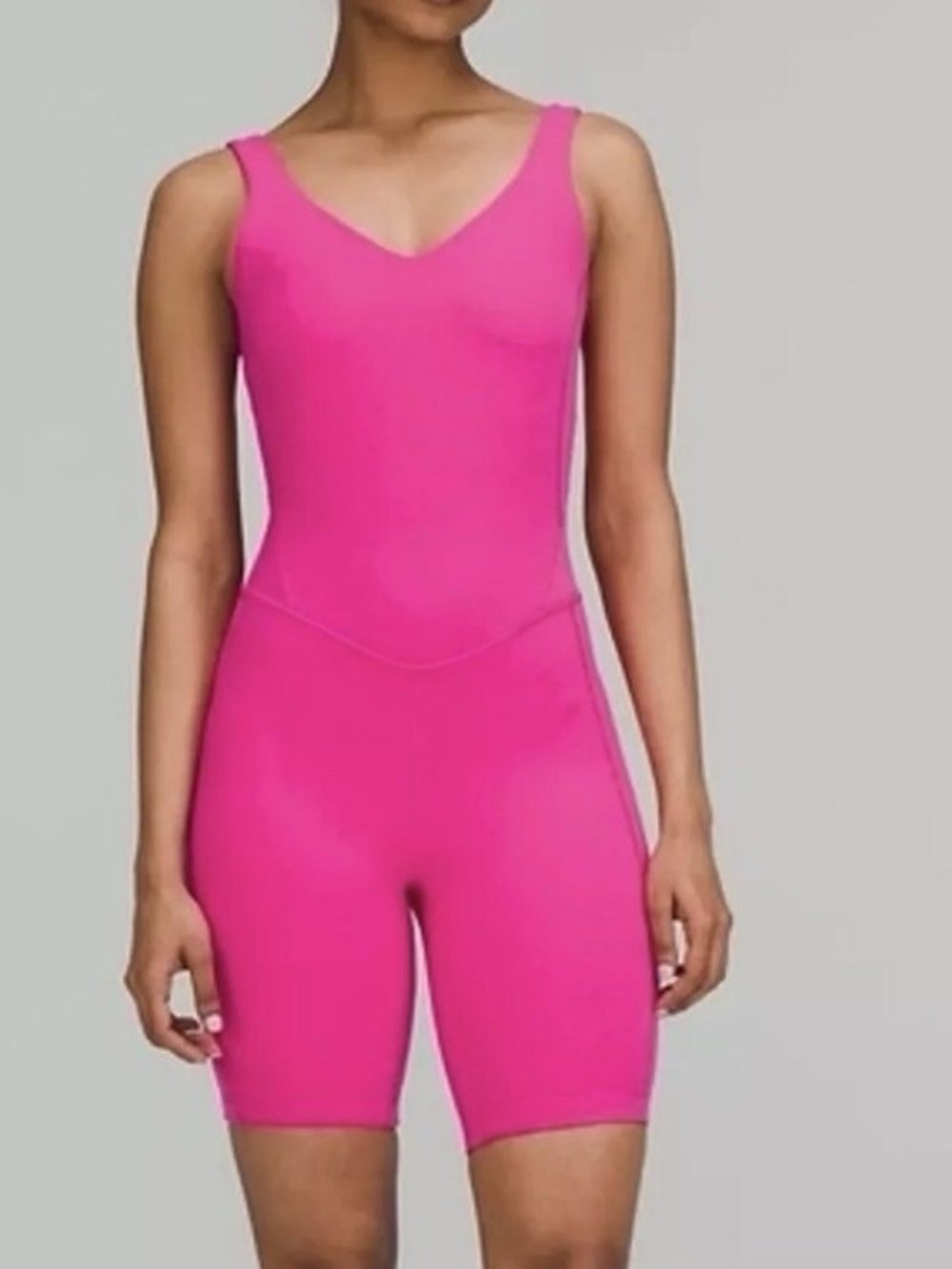 lululemon Align 8”Bodysuit Hot Pink Sleeveless V-Neck One-Piece Romper